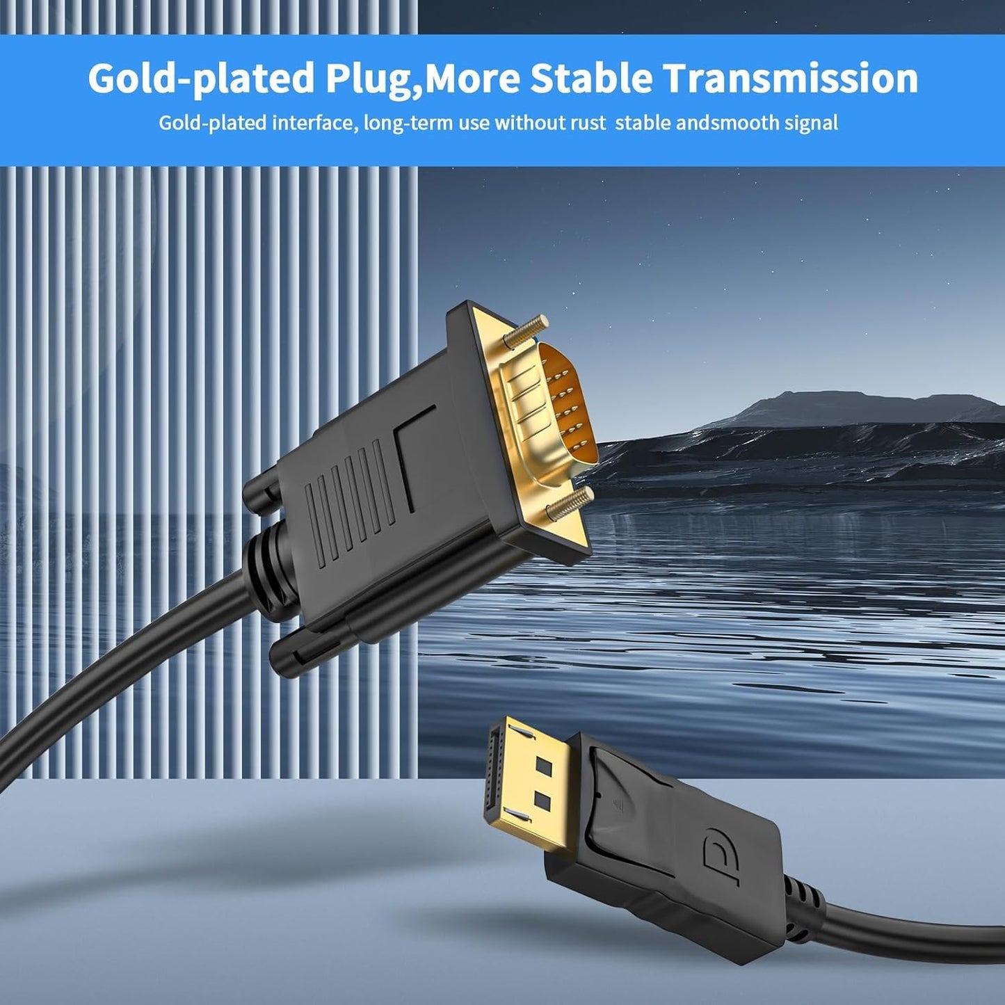 Seefeful (6 (6 (in) DisplayPort to (Out) VGA Adapter DP to VGA Cable Male to Male Gold-Plated for Computer, Laptop
