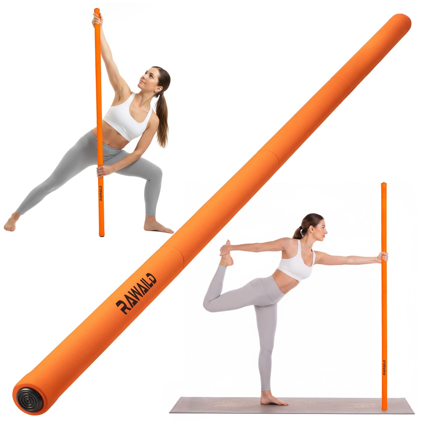 RAWAILD Yoga Stick, Upgraded 5ft Sturdy Steel Mobility Stick, Adjustable Exercise Equipment for Stretching, Flexibility & Balance, Physical Therapy & Posture Correction, Shoulder & Back Relaxation