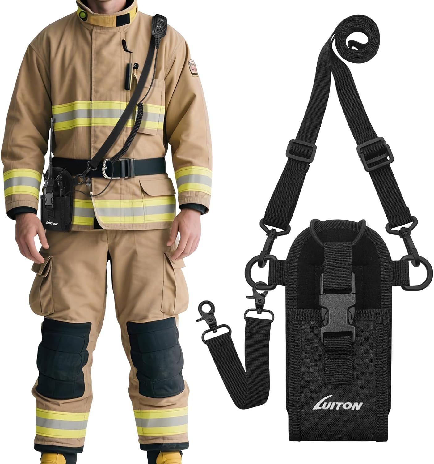 Set Radio Holster for Firefighter EMS EMT Bundle Includes Anti-Sway Strap for Radio Strap, Moveable Mic Holder,Radio