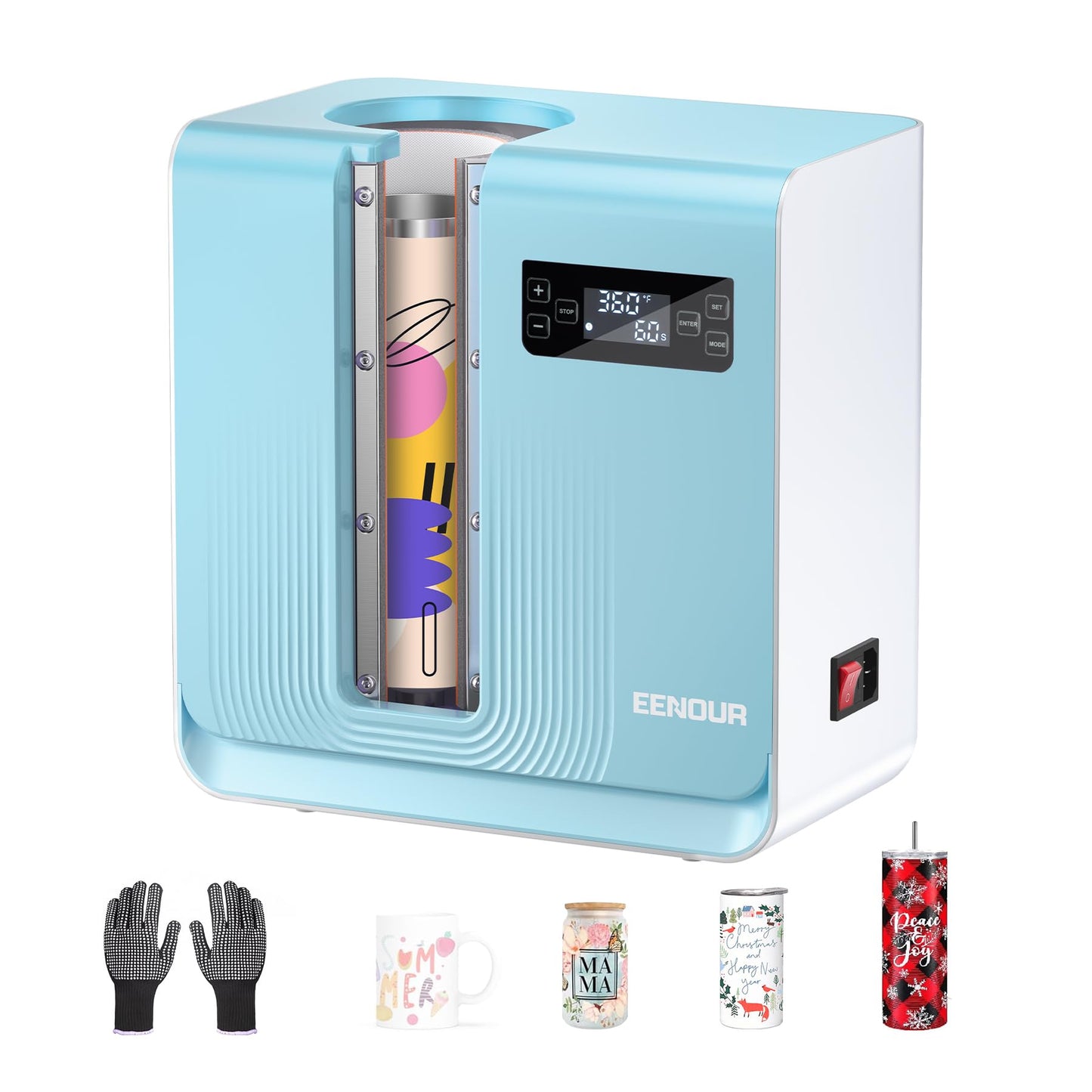 EENOUR Auto Tumbler Heat Press Machine, Automatic Rotating Tumbler Press, Pressure Setting Mug Press for Seamless Print, Even Heating Cup Press, for 11-32oz Sublimation Tumblers, Mugs, Glasses