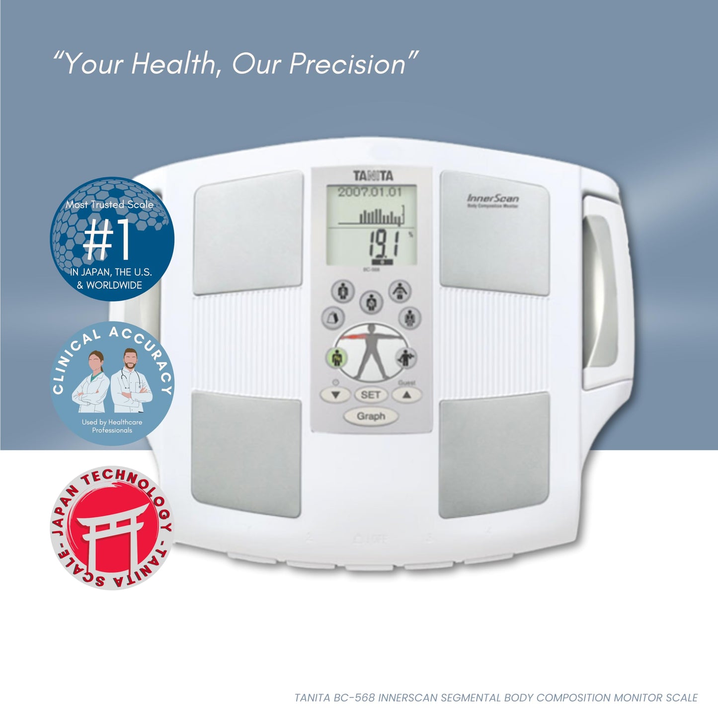Tanita BC-568 InBody Digital Scale - Japan Technology Segmental Body Composition Analyzer with Smart BMI, Fat, Muscle Mass Measurement, and Nutrition Tracking - FDA Cleared, HSA/FSA Eligible