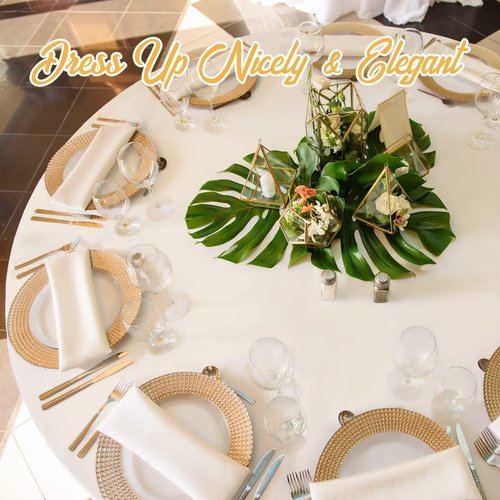 BRILLMAX 4 Pack Ivory Round Tablecloths 120 Inch for 60” Tables - 150 GSM Polyester Fabric, Floor Length Drop, Water, Stain & Wrinkle Resistant Cloth Cover for Wedding Reception Banquet Dining