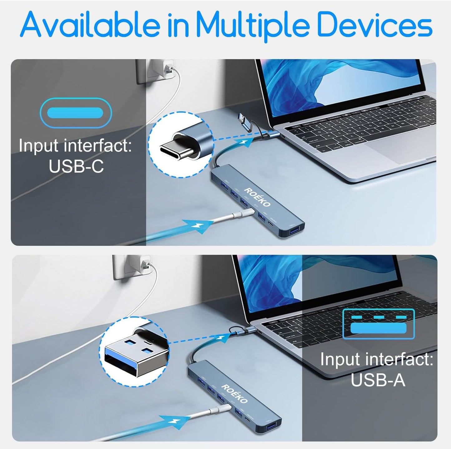 ROKO 3.0,USB 1xUSB 3.0,4xUSB2.0,2 7in1) USB Hub c hub,USB hub with Multiport Adapter, USB Splitter with x USB C,Hub