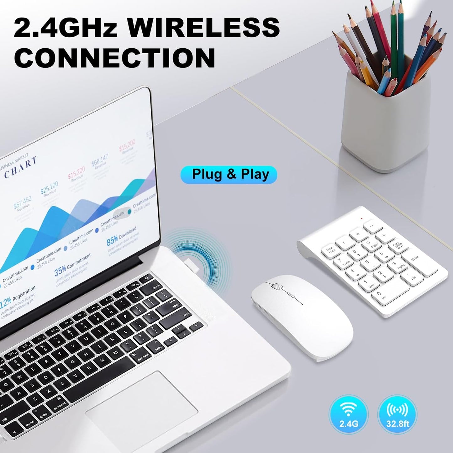 TRELC 2.4G 18 Accounting Wireless Numeric Keypad, Mini Keys Number Pad, Portable Silent Financial Numeric Keypad