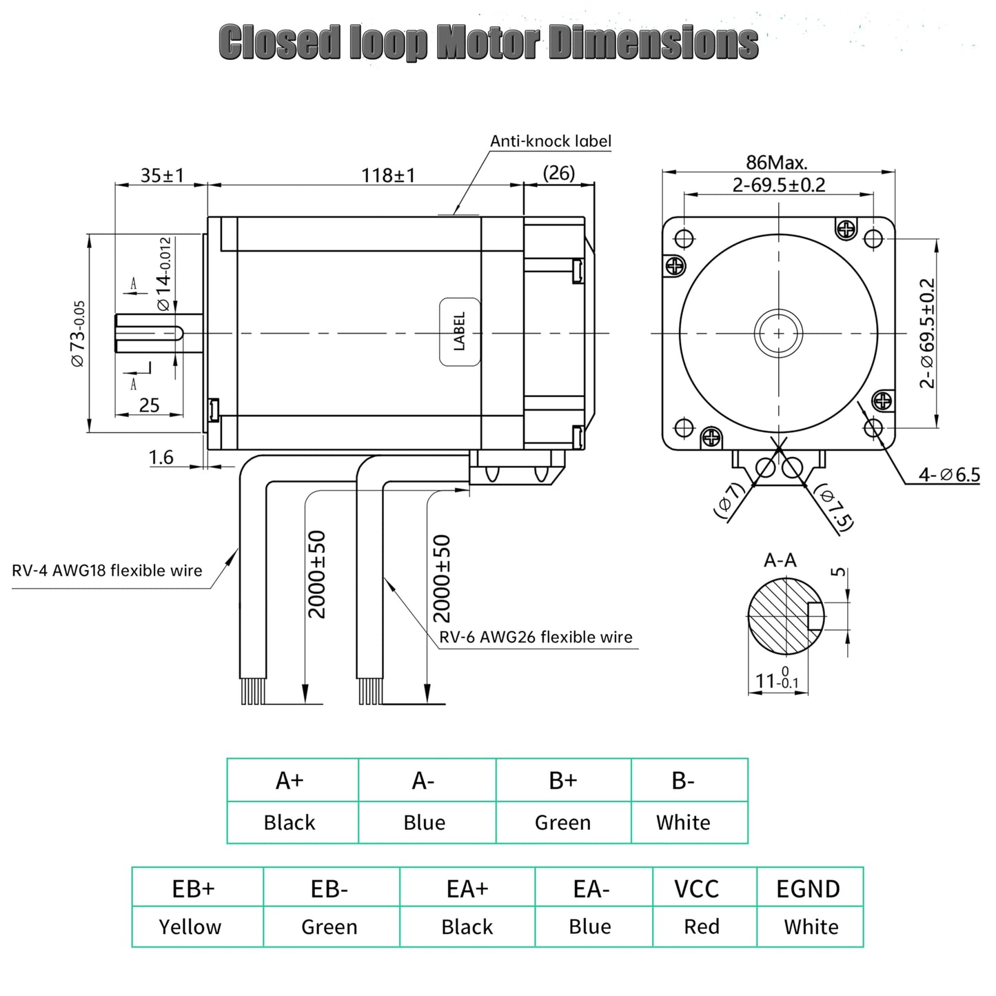 XUNKUNER Nema 34 Closed Loop Stepper Motor 8.5Nm with HBS86H V4 Driver Kit, 2-Phase 1.8° Hybrid Servo Motor, 6.0A 18-80VAC Closed Loop Driver, 1000CPR Encoder 51200 Microsteps for CNC