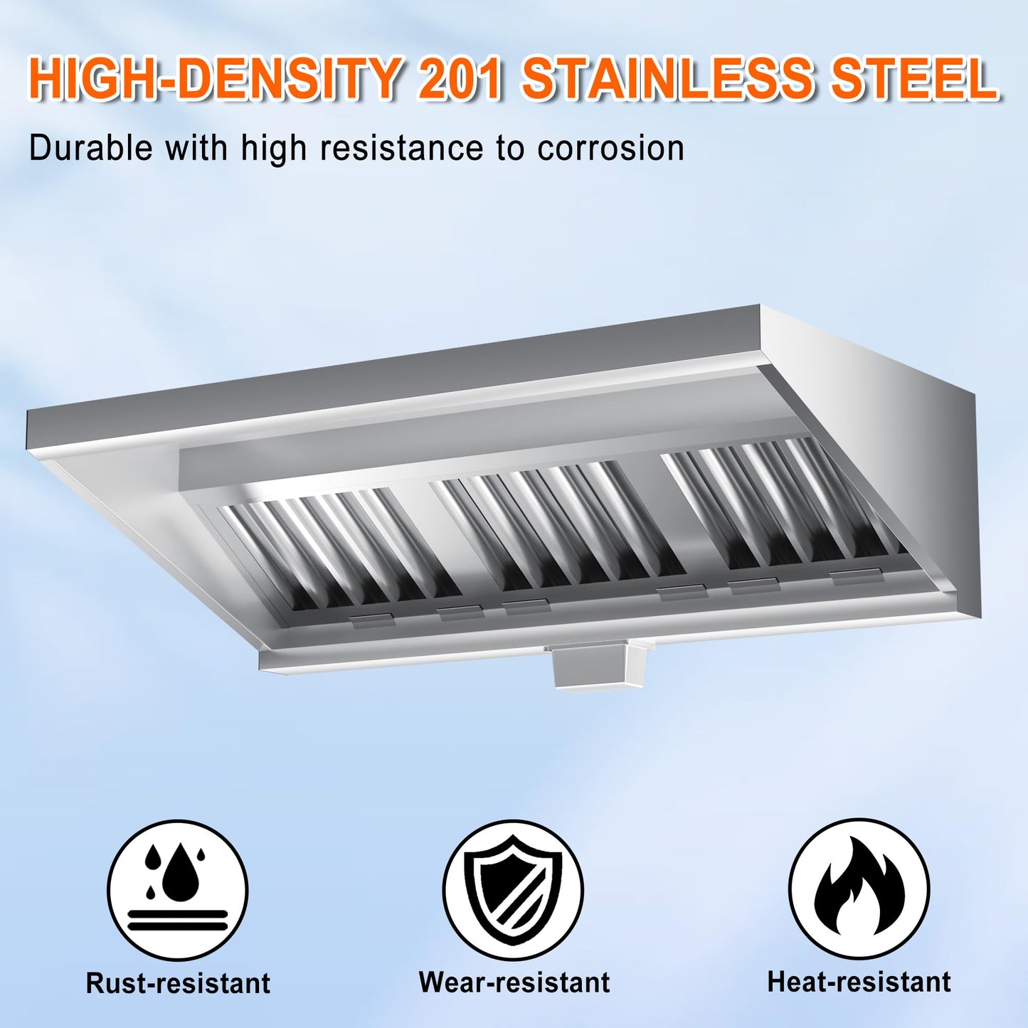 Commercial Exhaust Hood 7 FT Stainless Steel Concession Trailer Hood(No Motor) for Commercial Kitchen