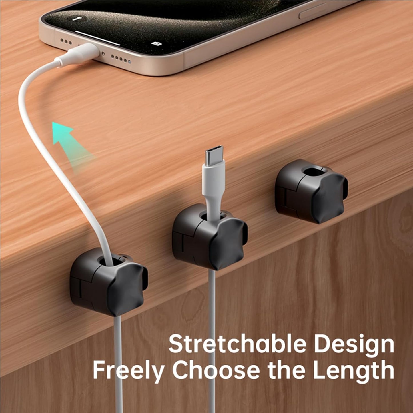 JIYHF 6 Pack Cable Clips - Adhesive Cord Organizer for Home Office Desk, Phone, Car, Wall, Desktop, Nightstand - Cable
