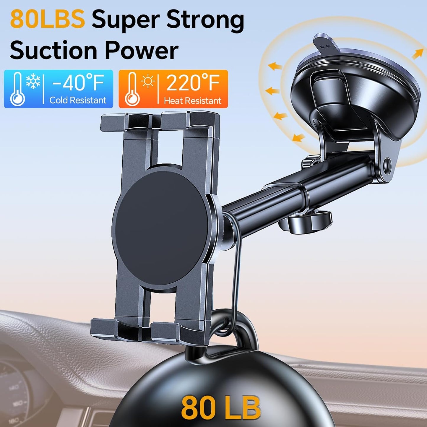 Coolpow Stand360 4.7"-12.9" Tablet Holder for Car ipad Holder for CarWindshield+Dash Suction Cup ipad Mount for Truck