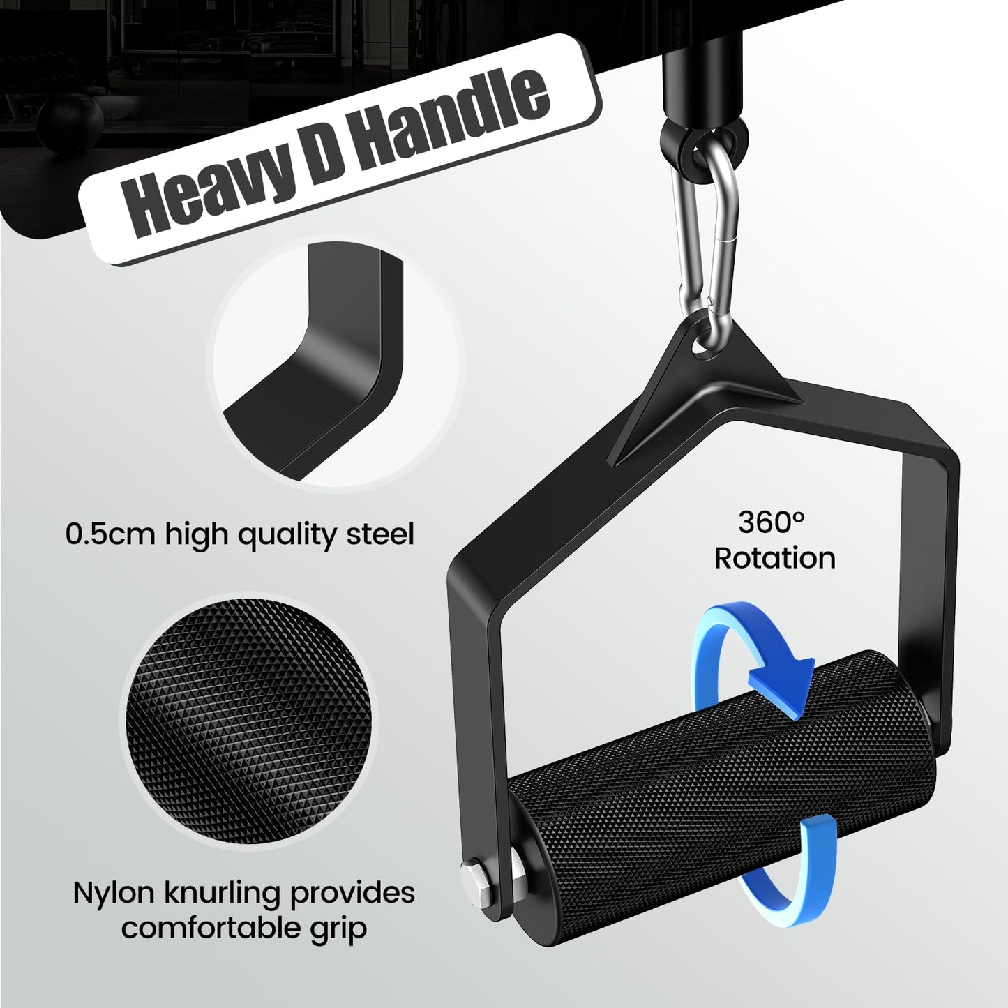CXPZLLBNHH Pull Down Attachments for Gym, Grip Ø 2.36 in Arm Wrestling Exercise D Handle Cable Attachment, Single Arm Lifting Deadlift Handle Grip for Wrist Forearm and Grip Strength