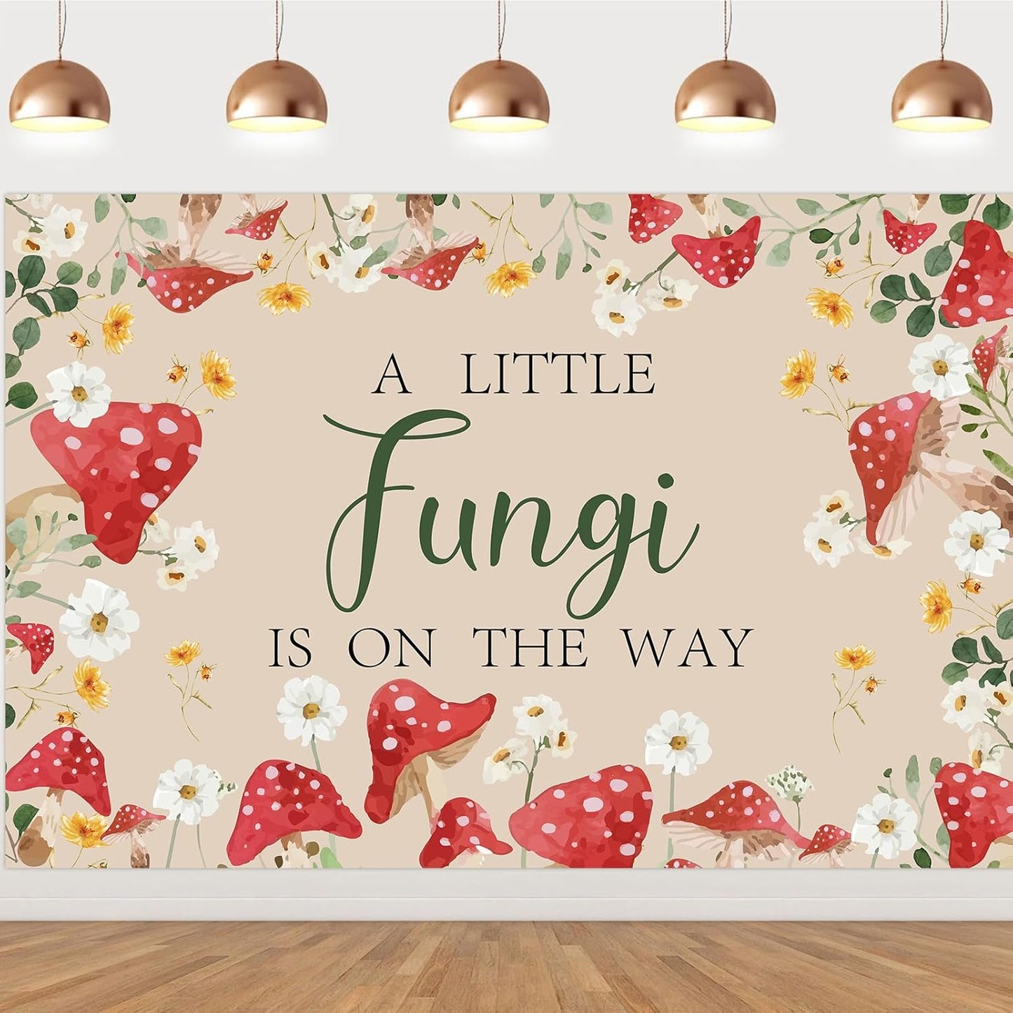 Funmemoir Mushroom Baby Shower Decorations, Mushroom A Little Fungi is on the Way Backdrop, Woodland Mushroom Photo