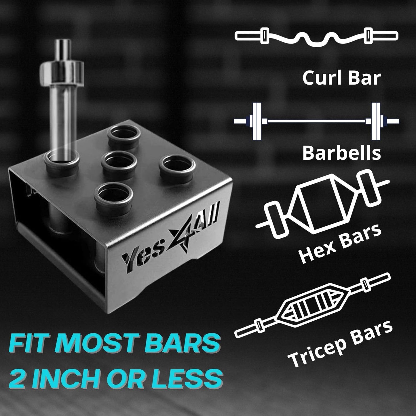 Yes4All Barbell Holder 5 Bars Vertical Storage Display Rack for Olympic Bar,C. Black