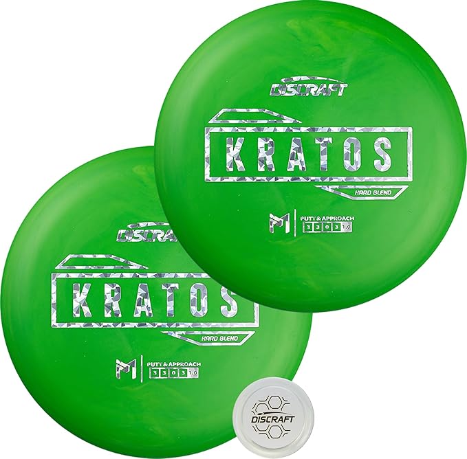 Discraft Hard Kratos 2-Pack - Matching Putt and Approach Discs in Durable Hard Plastic - 170-172g, Red or Green