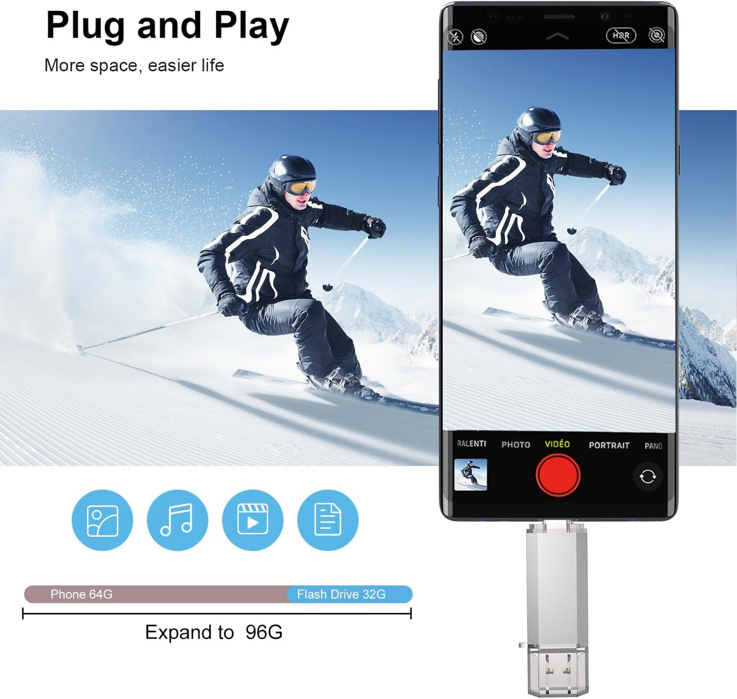 RAOYI 32GB 2 1 3.0 USB C Flash Drive, in USB Type C Dual OTG Metal Thumb Drive Jump Drive Memory Stick with Keychain