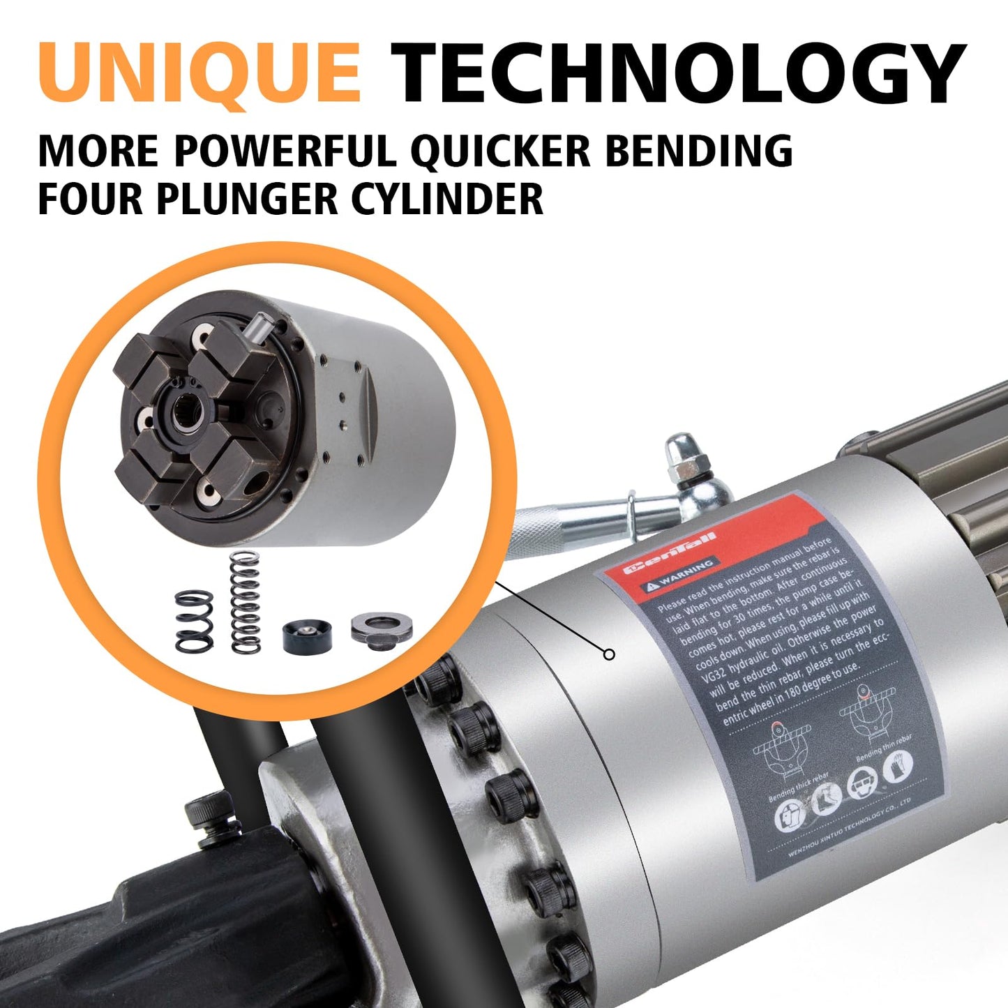 CENTALL 5/8 Inch Electric Rebar Bender 1100 W Hydraulic Rebar Bending Machine Max16 mm Rebar within 2-2.5 s Easy Bending Rebar Steel Bar HRB-16 (Grey + Orange)