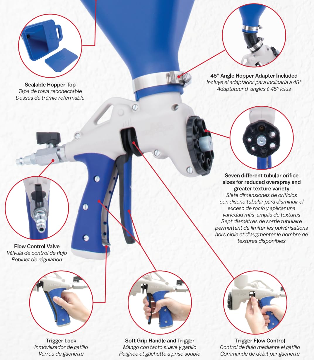 MARSHALLTOWN Sharpshooter 2.1 Texture Sprayer, 2-Gallon Hopper, Soft Grip Trigger, Easily Adjustable, 45 Degree Angle Adapter, Made in the USA, SS21