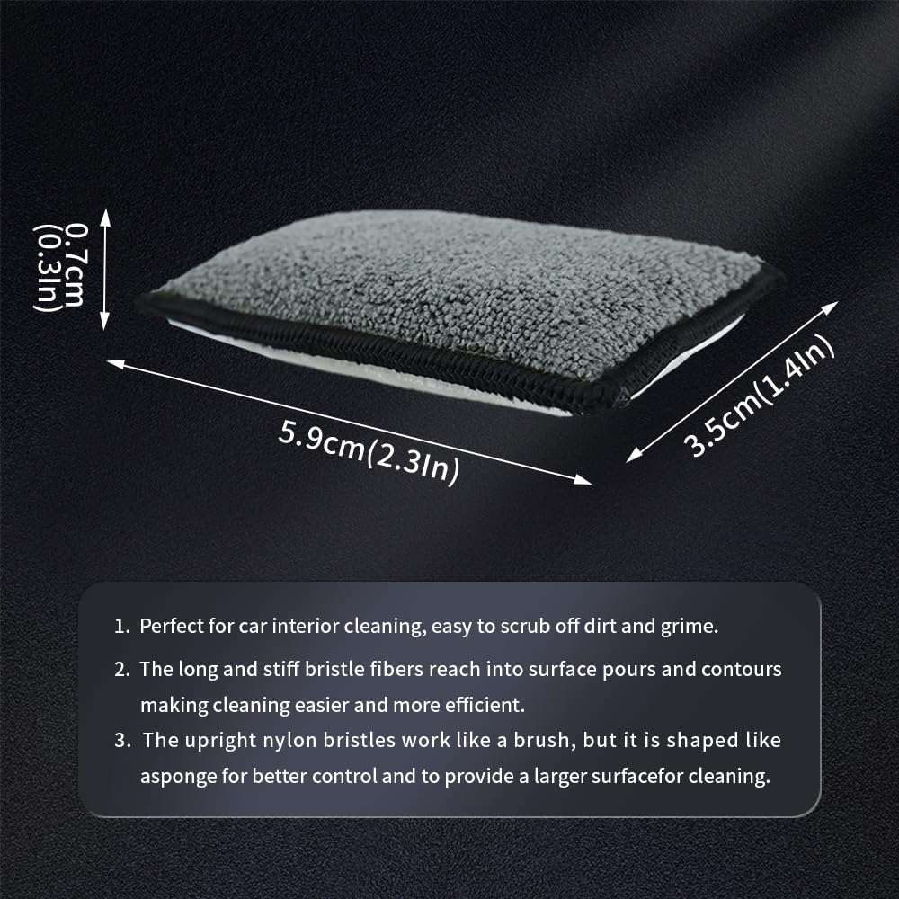 ANTSHINY Car Interior Scrubbing Sponge, Microfiber Car Wax Applicator Scrubber Pad, Car Detailing Microfiber Interior Scrub Pad,Washing Sponges for Car, Boat, Wood, Marble and Motorcycle - 6pcs (gray)