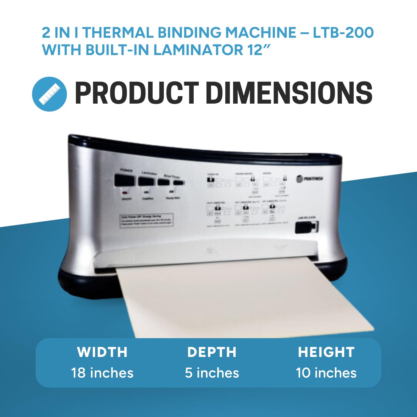 Printfinish Thermal Binding Machine with Built-in Laminator 12″ – LTB-200(Letter Size) | Jam-free and Efficient Desktop Binding Machine for Professional Looking Books, Presentations, Notebooks (110 V)