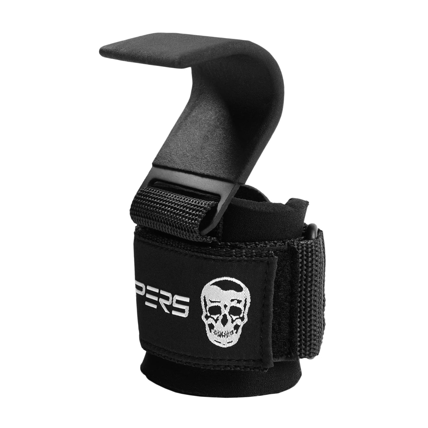 Gymreapers Weight Lifting Hooks (Pair), Heavy Duty Power Wrist Straps Hand Grip Support For Deadlifts, Pull Ups, Shrugs - Gym Gloves For Men and Women (Black)