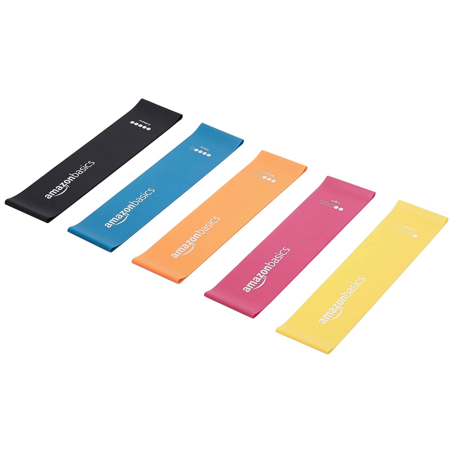 Amazon Basics Resistance Bands for Working Out, Exercise, Strength Training, Body Stretching, Set of 5, Multicolor