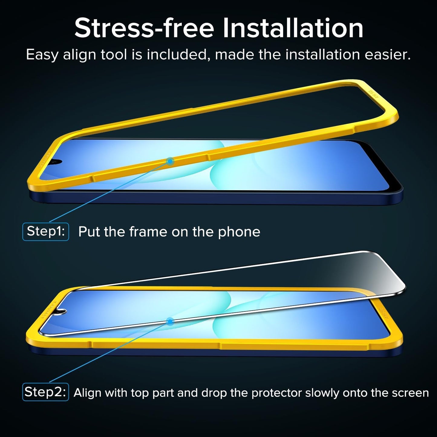 A17 5G/Galaxy A16 5G, 6.7-inch, 2-Pack ivoler Screen Protector for Samsung Galaxy Tempered Glass Film, Alignment Frame