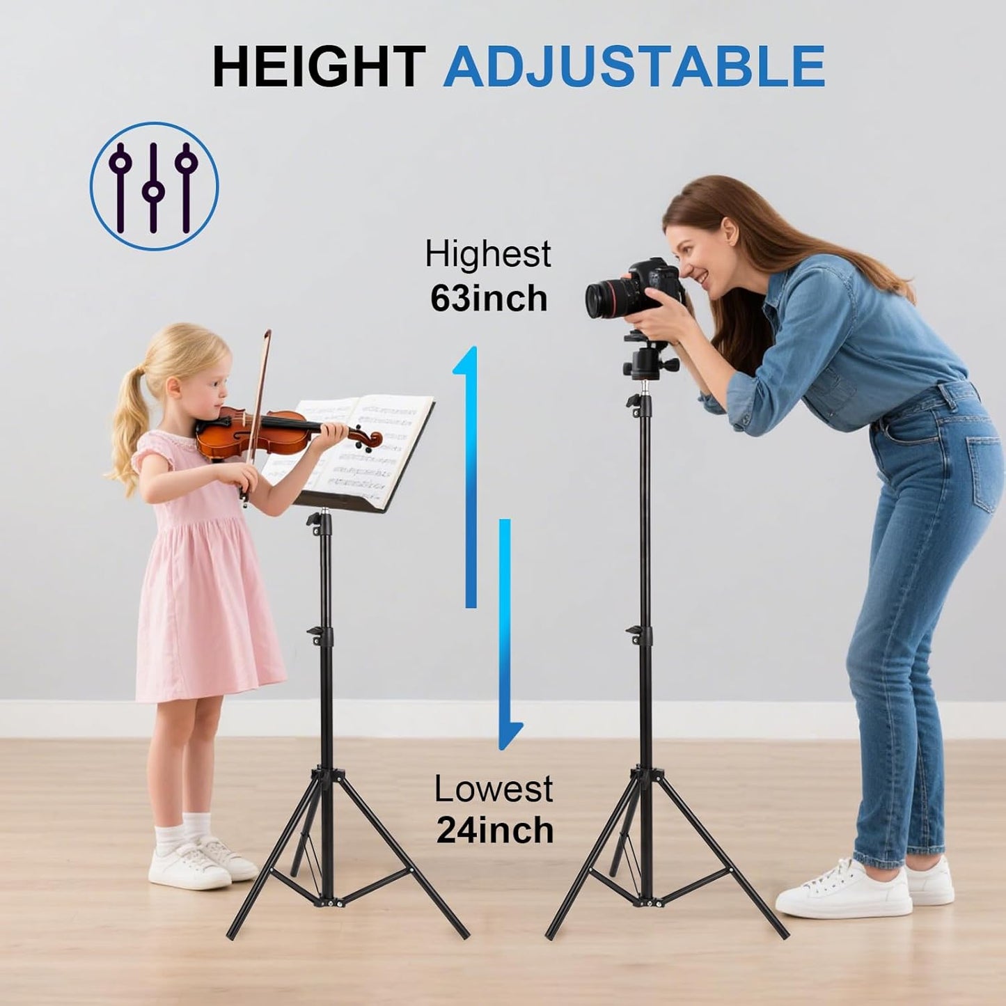 ClarVise (Black,22"-63") Professional Tripod Stand, Mini Projector Tripod,Adjustable Height Light Stand for Ring