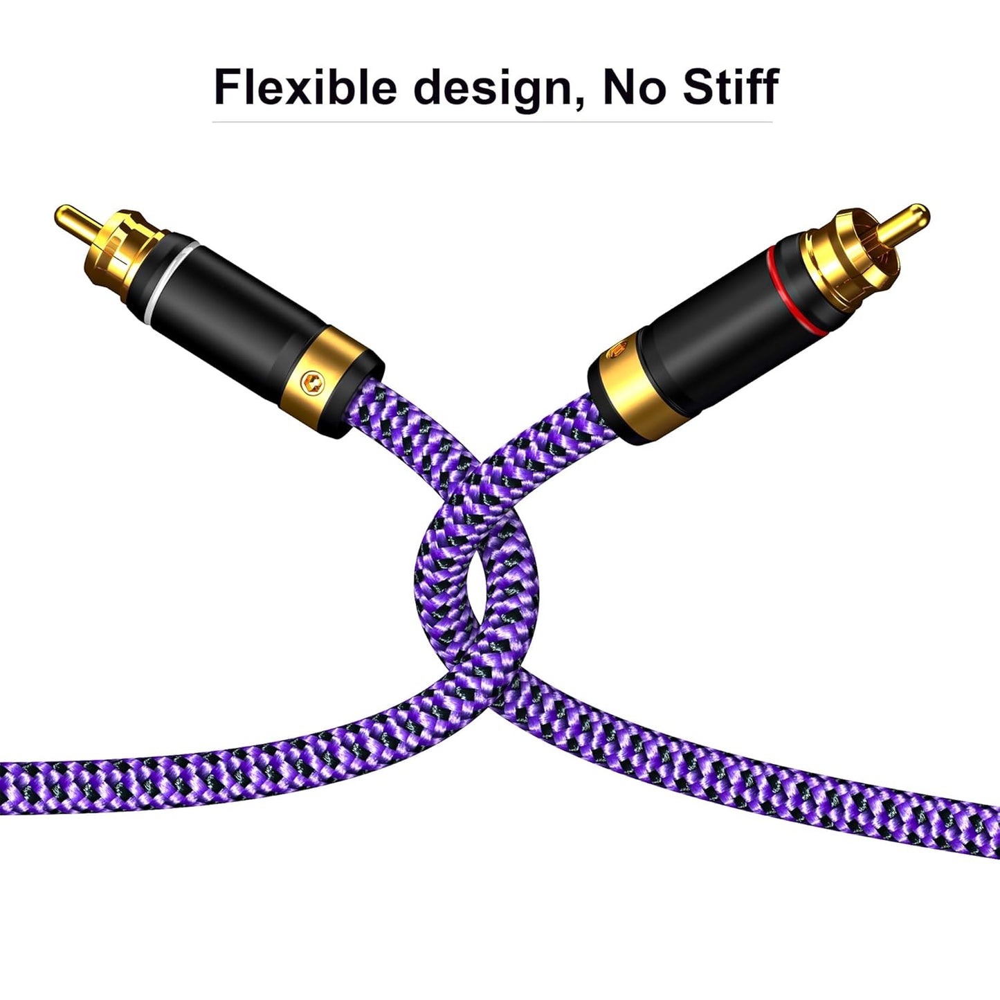 Veimeitk 2 2 24K (4.9FT/1.5m) RCA to RCA Audio Cable Heavy Duty Gold-Plated Pure Copper Shell Oxygen-Free Copper