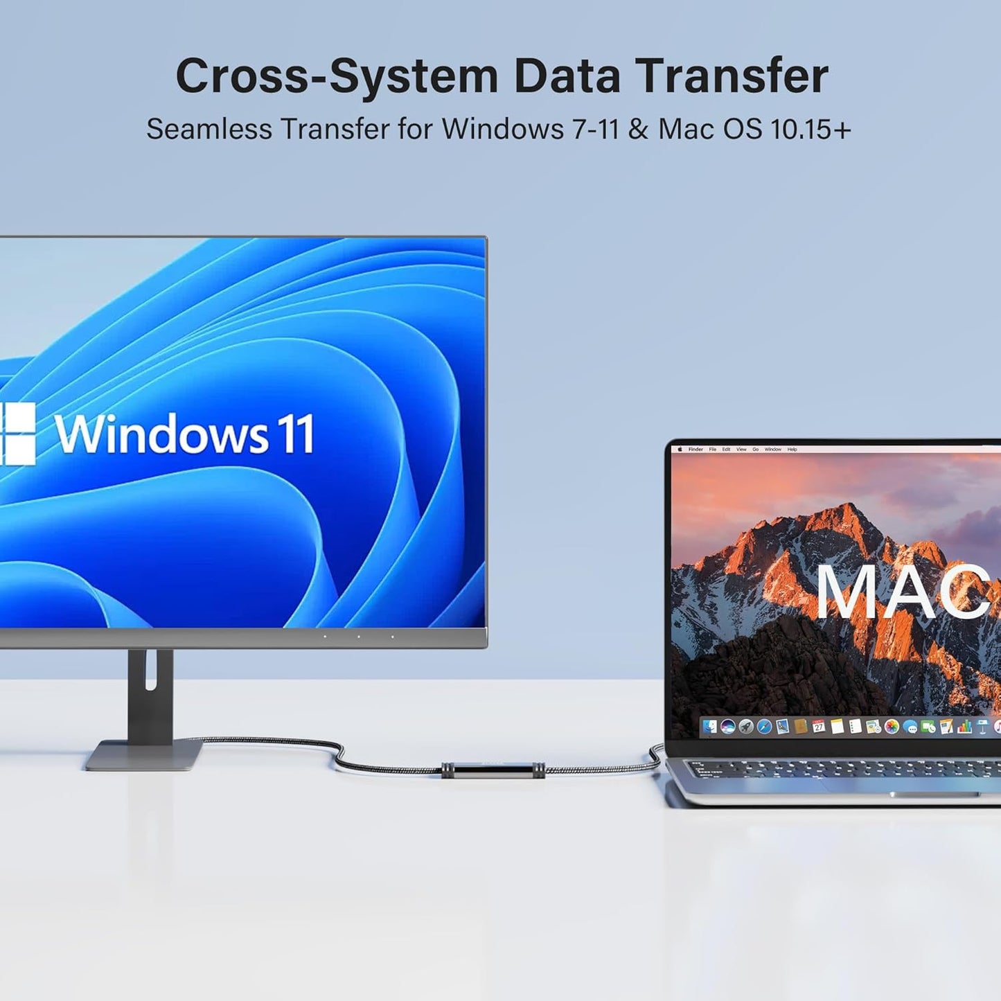 3.0 2 2 Elecan High Speed USB PC to PC Transfer Cable FT for Windows & macOS, USB A to A Direct Data Sync Link Bridge