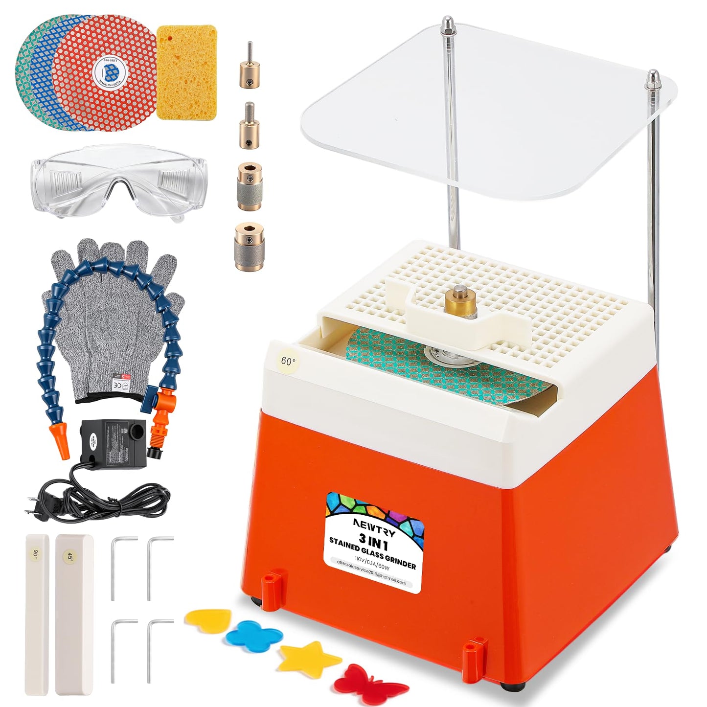 NEWTRY 3-in-1 Stained Glass Grinder, Portable Mini Grinder Machine for Curves & Angles Grinding & Drilling, Stained Glass Kit for Ceramic Polishing, Mosaics Arts & Decoration