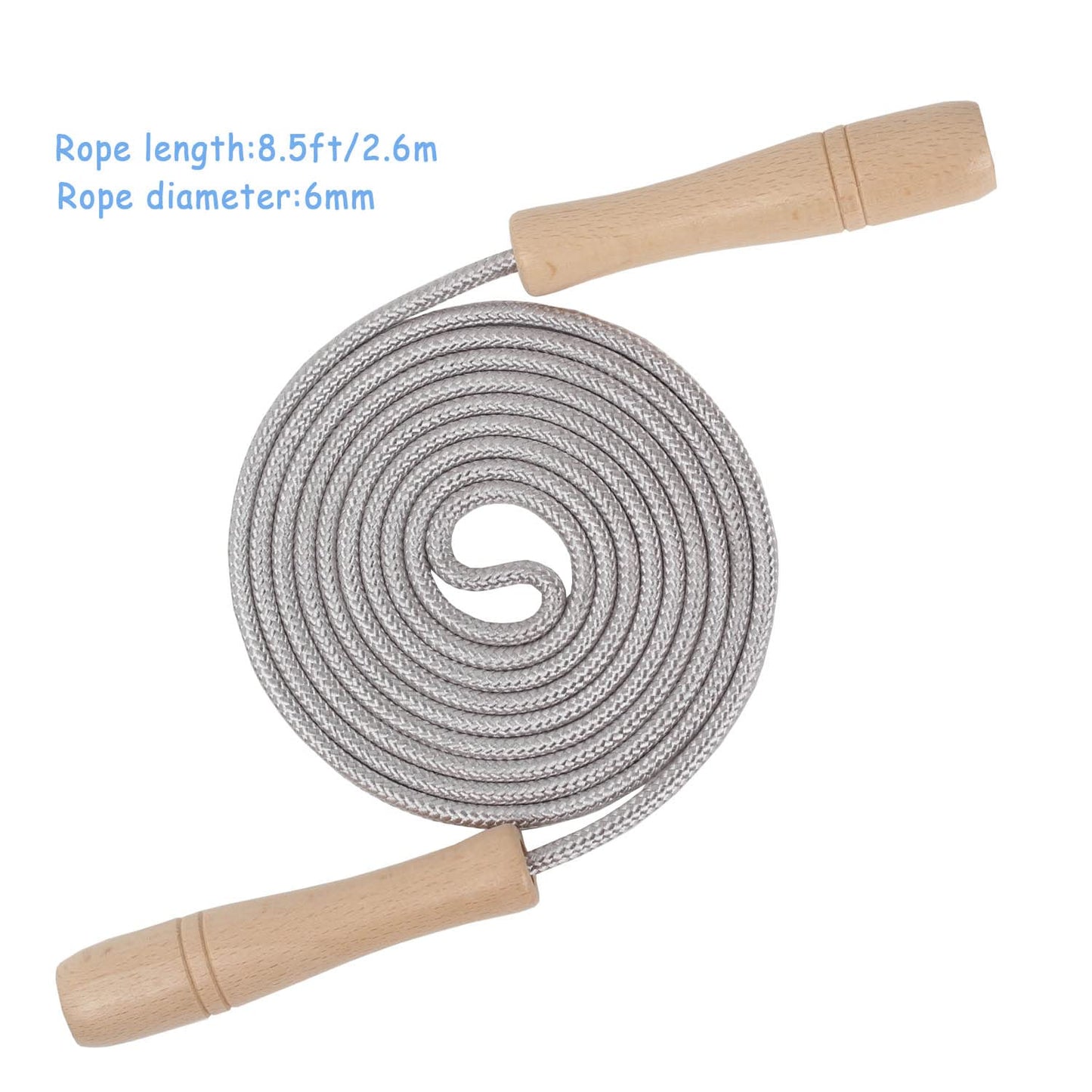 Jump Rope Kids,8.5ft Adjustable Cotton Skipping Rope with Wooden Handle for Boys and Girls Fitness Outdoor Exercise (Silver)