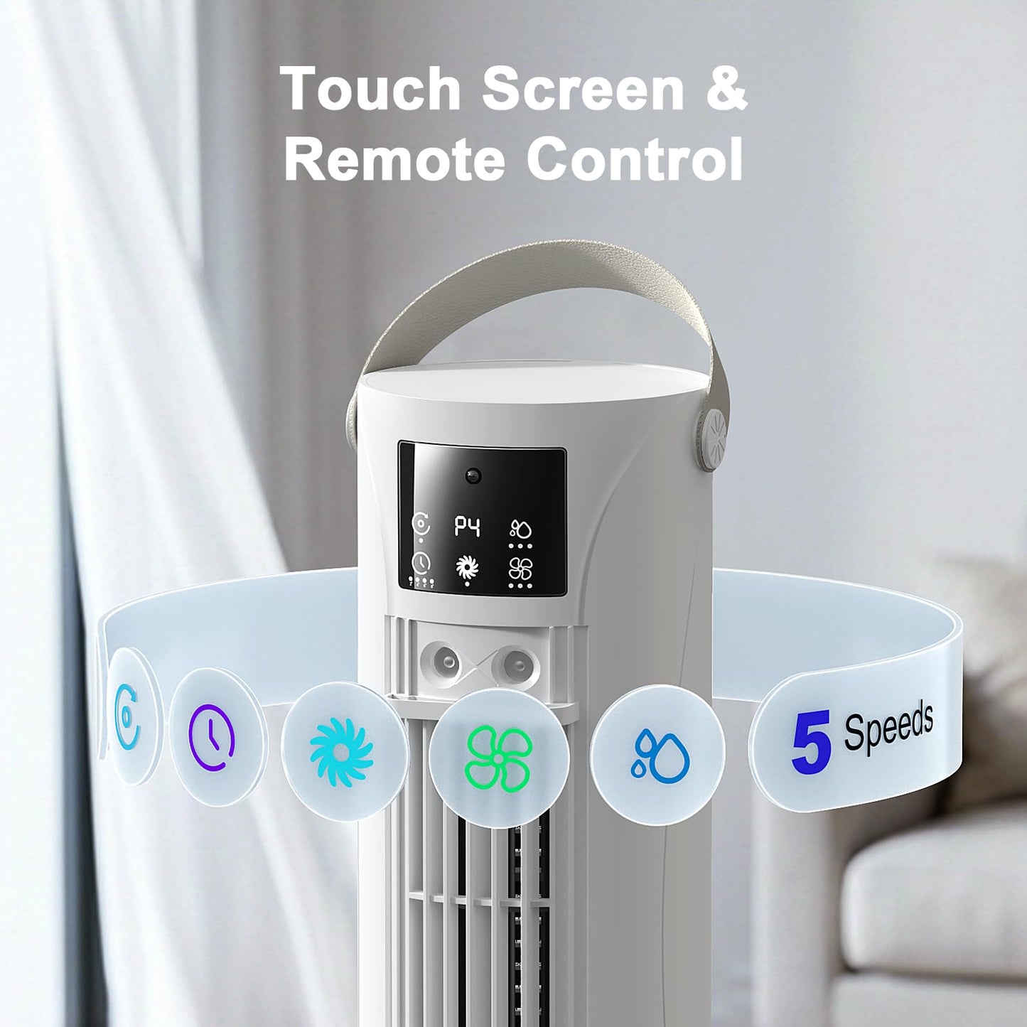 Portable Air Conditioners - 3 Speeds & Storm Mode & Mist Spray, Tower Cooling Fan with Timer, 120° Oscillation for Home, Office, Bedroom, Living Room - Portable AC Standing Fan (White)