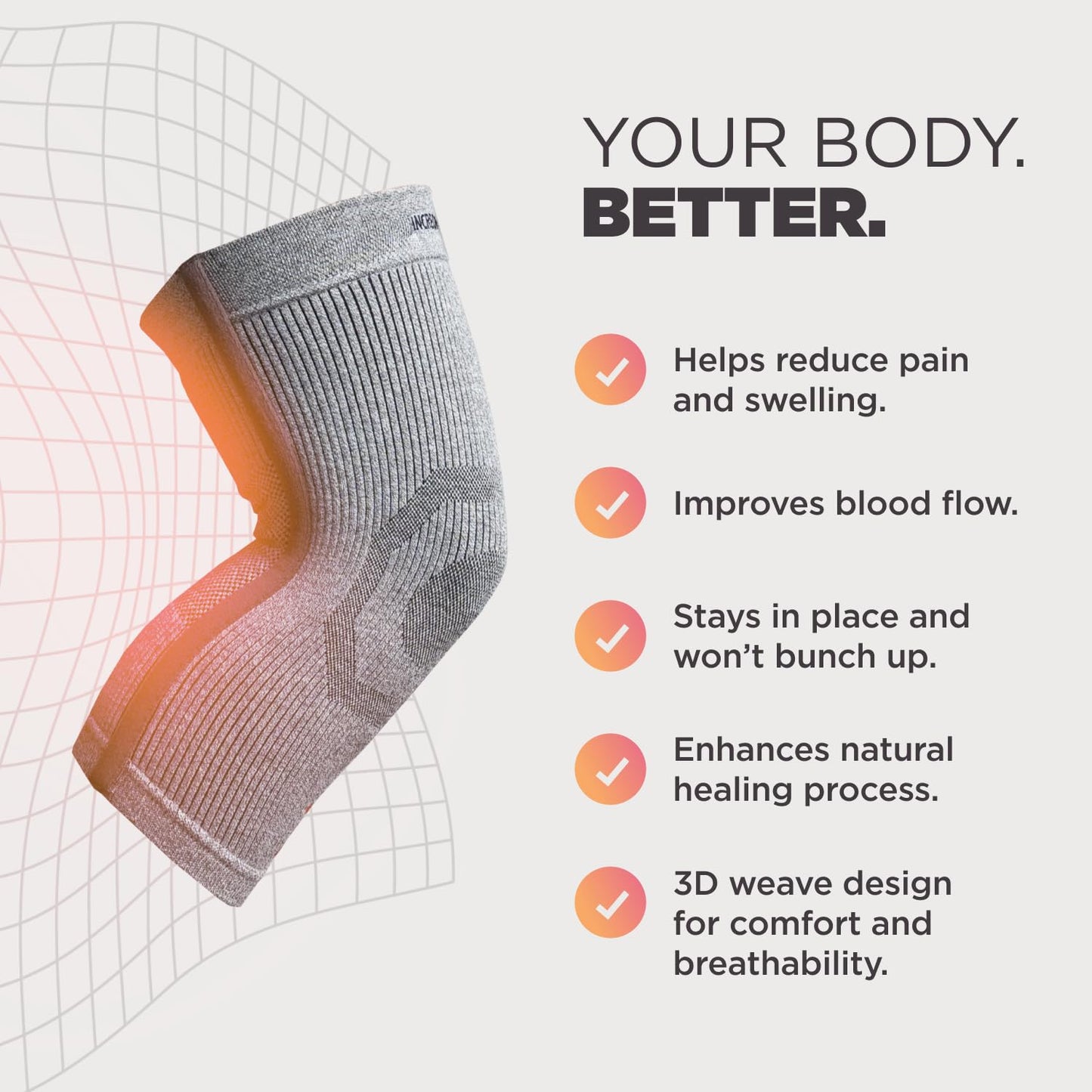 Incrediwear Knee Sleeve – Knee Braces for Knee Pain, Joint Pain Relief, Swelling, Inflammation Relief, and Circulation, Knee Support for Women and Men, Fits 18”-22” Above Kneecap (Grey, X-Large)