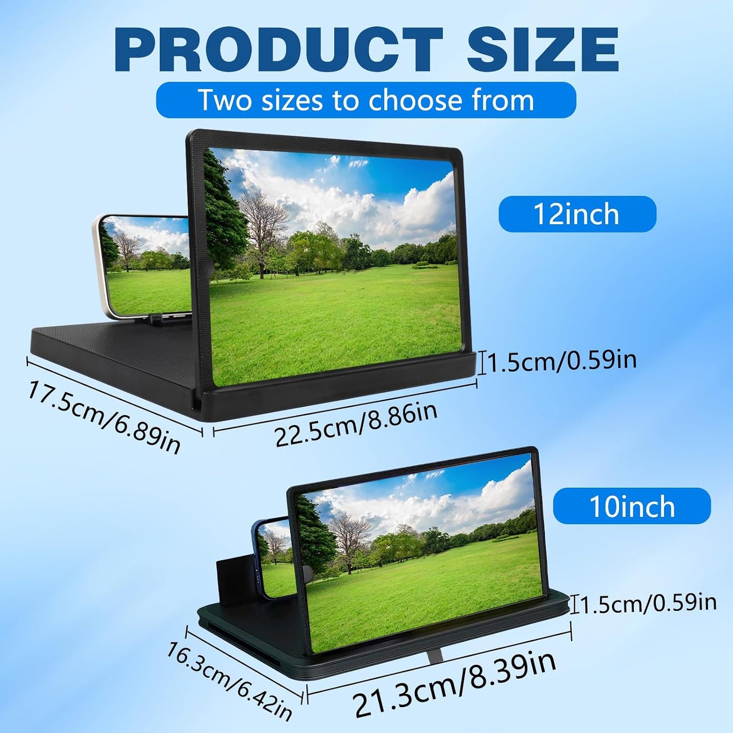3D (12-Inch) Screen Magnifier for Cell Phone, HD Screen Magnifier Projector Screen Enlarger for Movies, Videos
