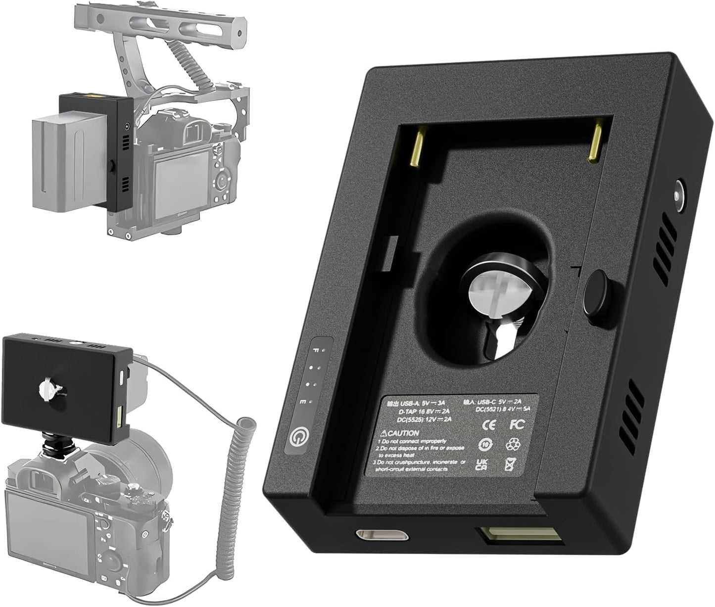 F1TP 12V/16.8V/5V NP-F Battery Mount Plate with D-Tap & USB Output, Compatible with Sony NP-F Series Batteries, Power