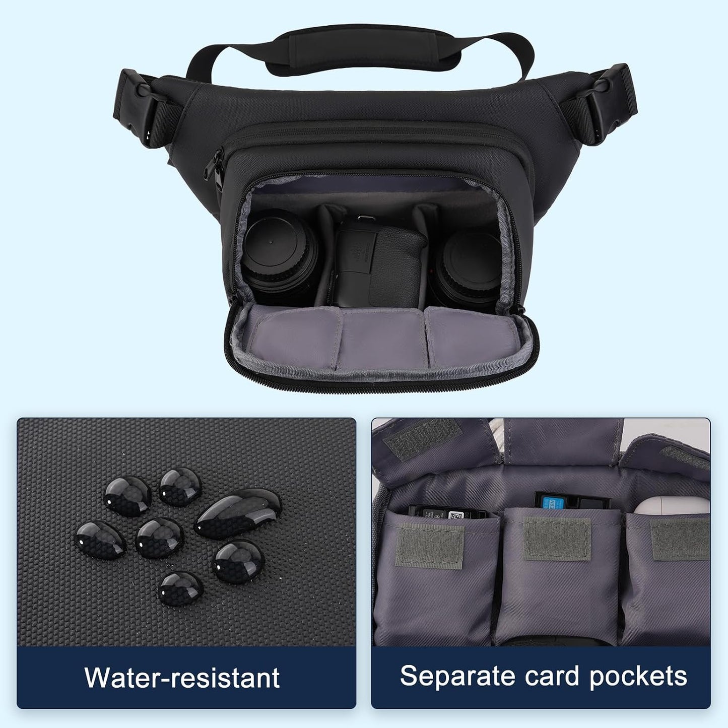 MOSISO Camera Bag, Camera Sling Bag for Photographers, Double Layers Camera Shoulder Bags for DSLR/SLR/Mirrorless