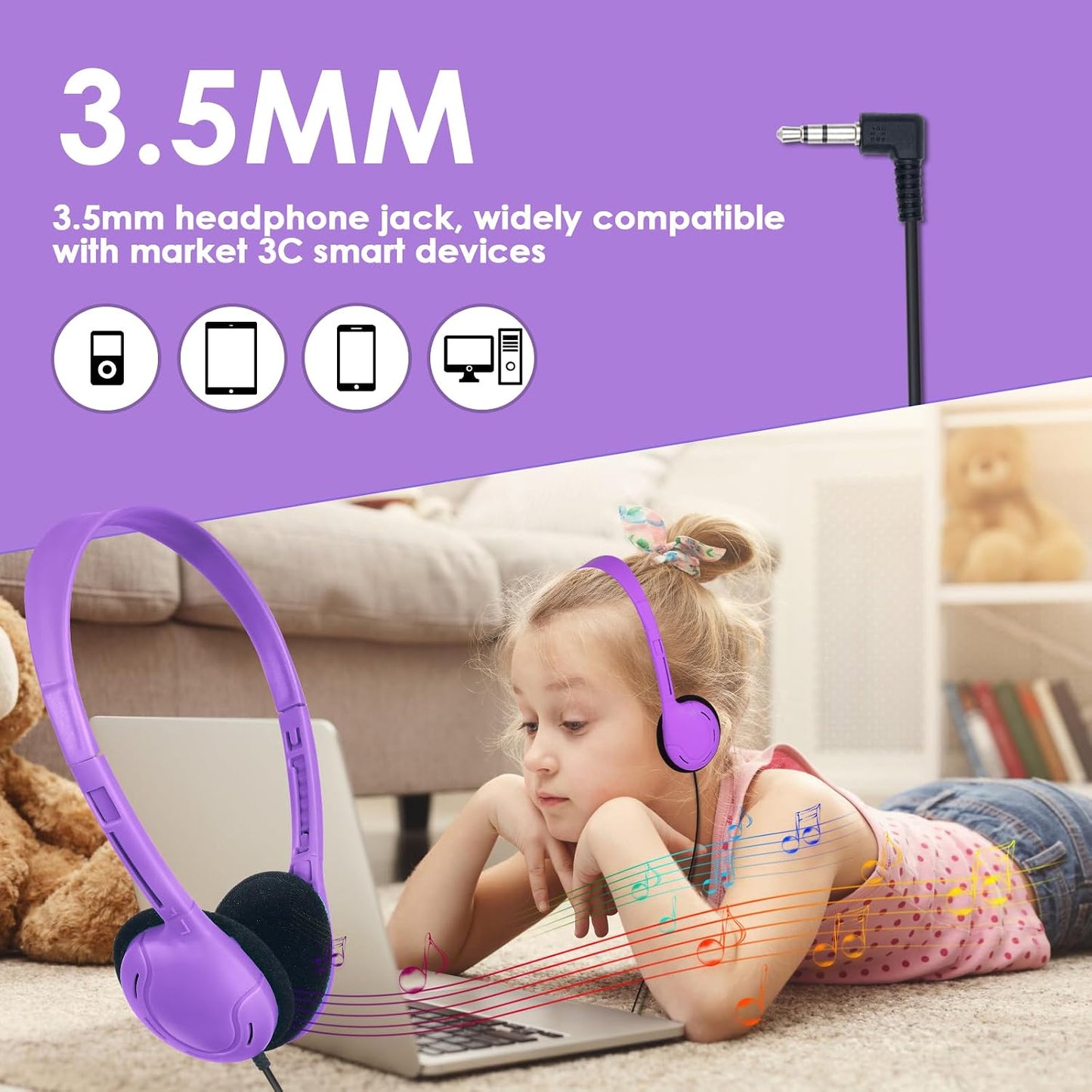 15 Pack 3.5 mm (10 Kids Headphones Bulk for School Classroom Wired Headphones for Kids Students Children Boys Girls