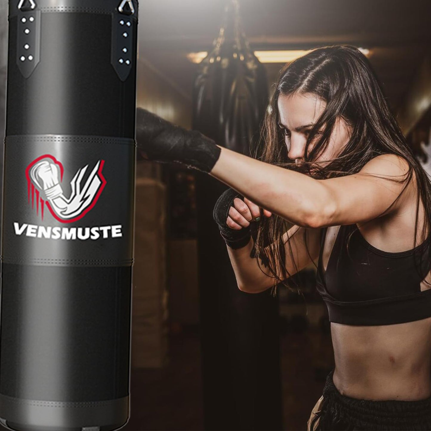Vensmuste Punching Bag for Adults, 4FT Oxford Heavy Boxing Bag Set, Punching Bag with 12OZ Boxing Gloves, Chains, Hand Wraps, etc. Suitable for MMA Karate Kickboxing Boxing - Unfilled