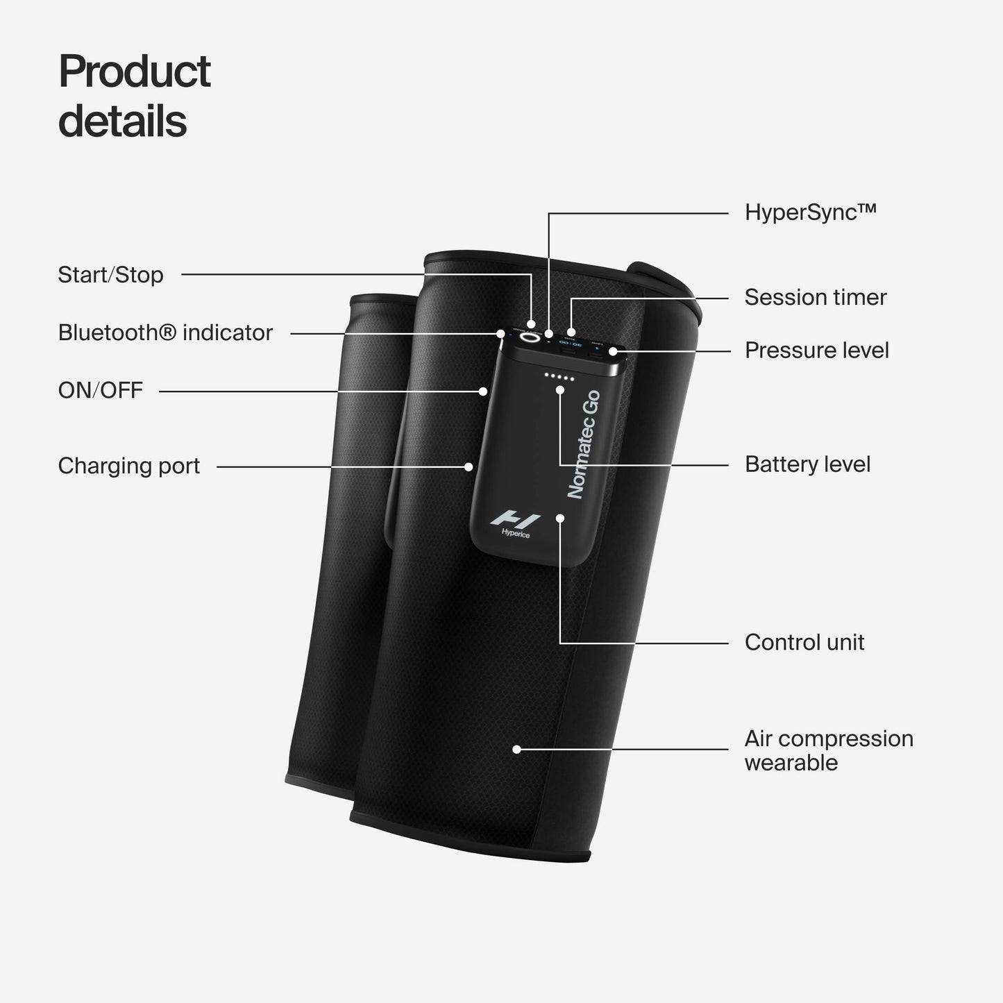 Hyperice Normatec Go Calf - Recovery System with Patented Dynamic Compression Massage Technology - Targeted Relief for Pain and Inflammation