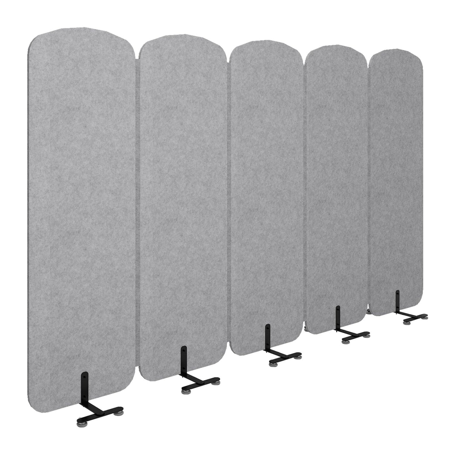 Natwind 5-Panel Office Room Divider, 122.8 x 71 inches Portable Office Partition, Freestanding Folding Privacy Wall for Cubicle & Temporary Indoor Space Separation (Grey)