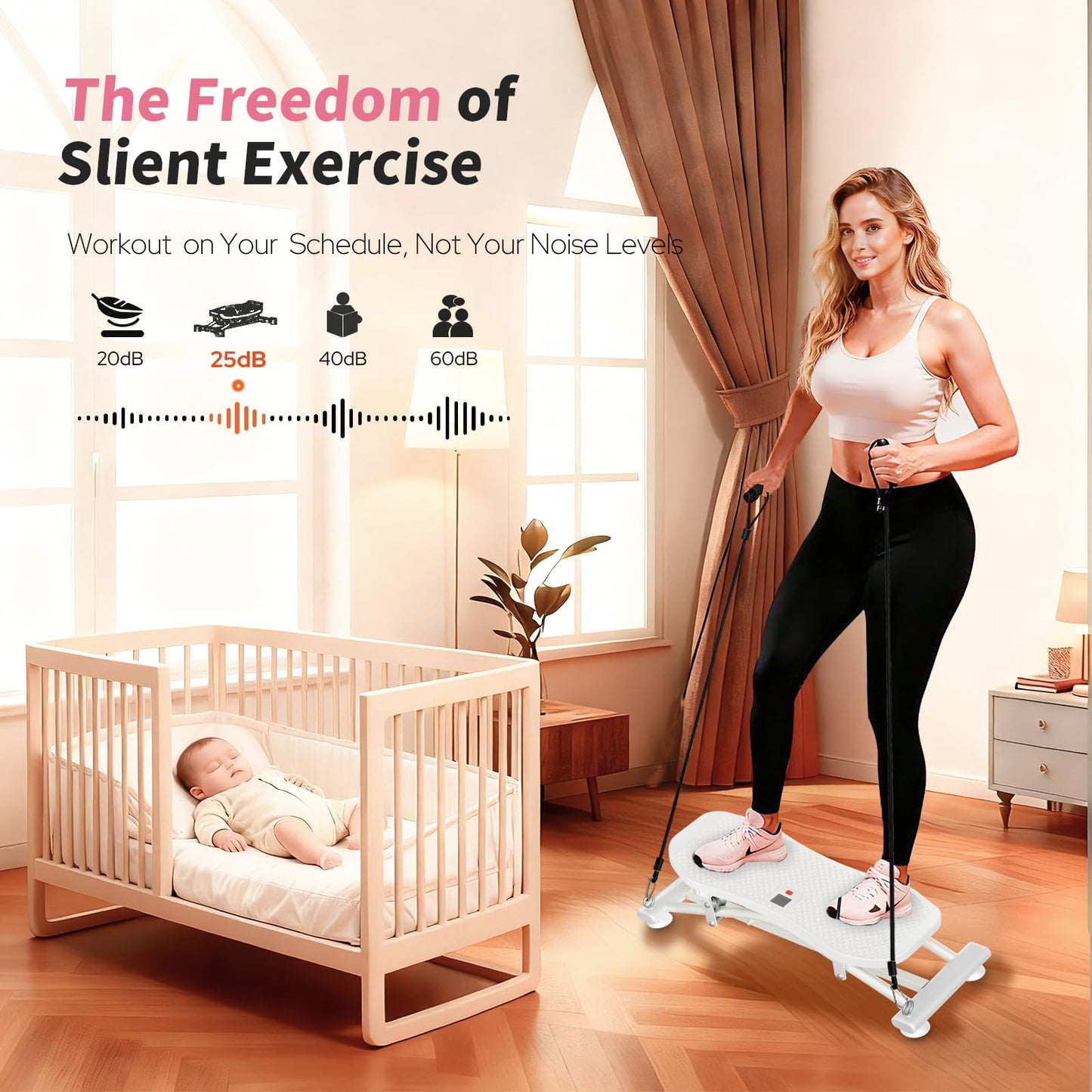 ZCMHAXJ Balance Board for Adults, Ski Machine Exercise Equipment with Resistance Bands, Rock Stepper Featuring LCD Monitor, Portable Wobble Board or Full Body Workout at Home Gym (White)