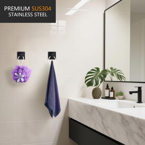 10 Pieces Bathroom Hardware Accessories Set Matte Black, 16Inch Bathroom Towel Rack Set SUS304 Stainless Steel, Square Bath Towel bar Set Heavy Duty, Wall Mounted