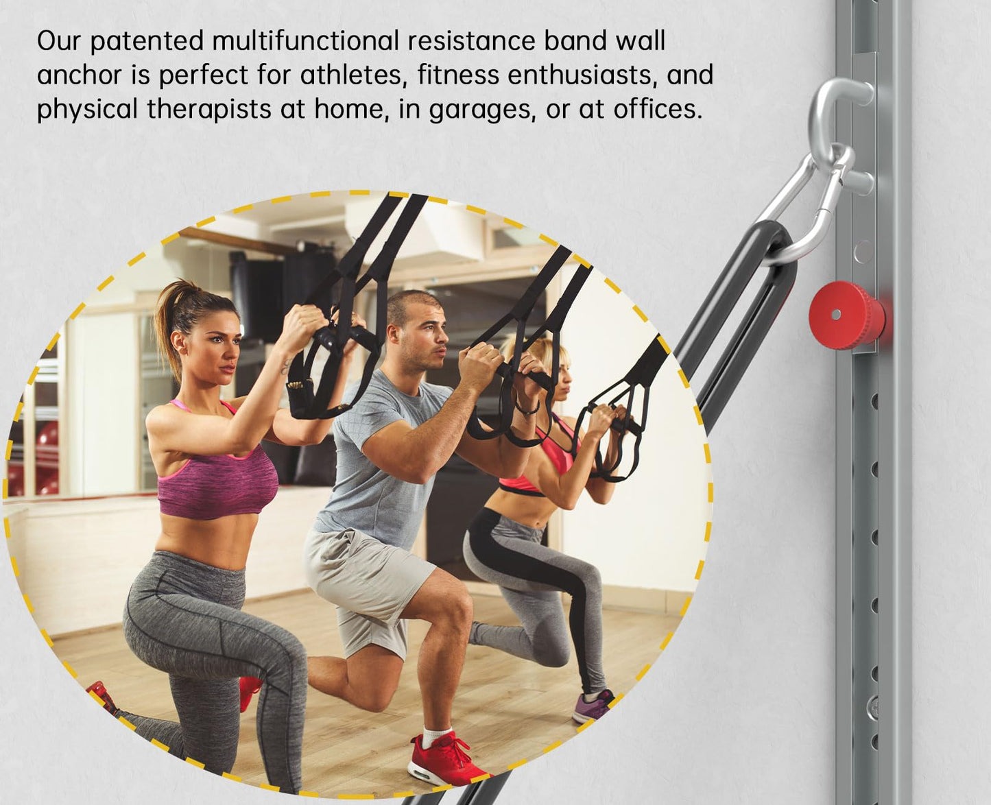 Adjustable Resistance Band Anchor Workout System - Wall Mount Pulley Anchor for Physical Therapy, Warmups, and Athletic Training