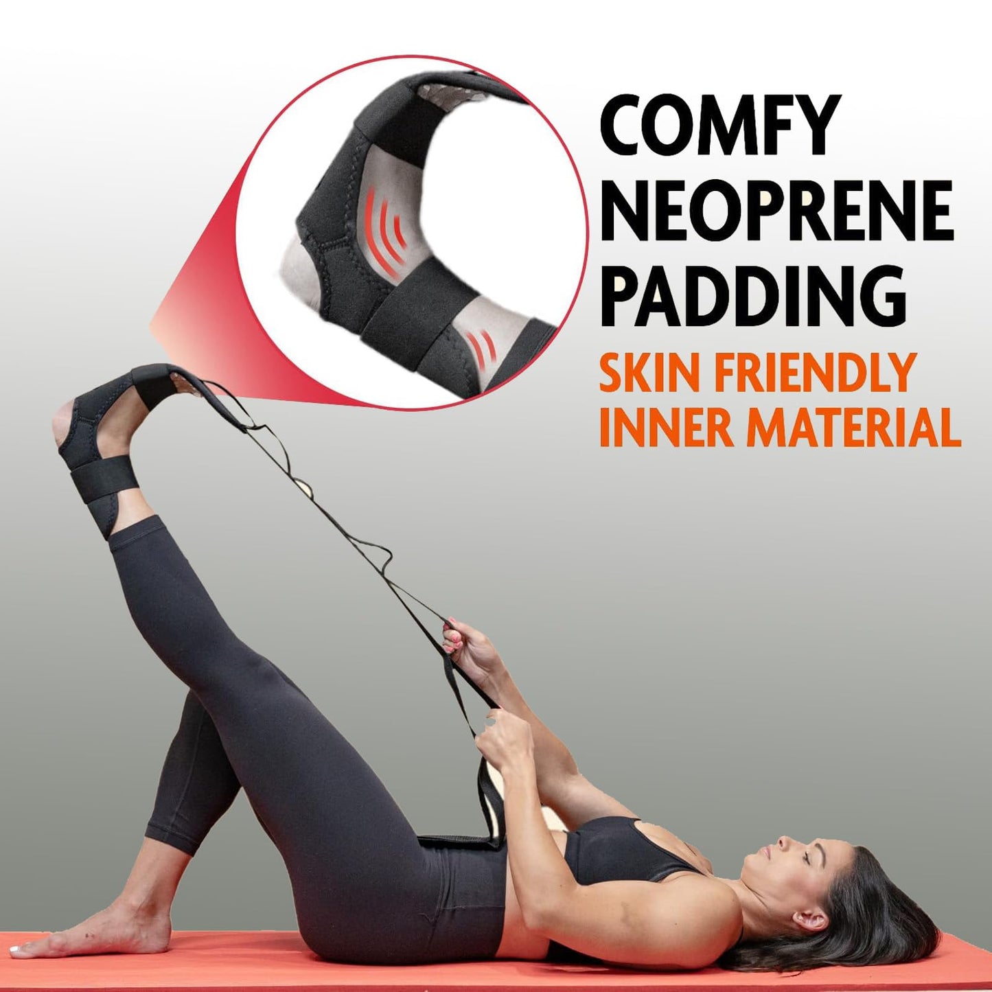 SHAZ Foot & Calf Stretcher, Fascia Hamstring Stretcher for Plantar Fasciitis, Achilles Tendonitis, Heel Spurs & Shin Splints - Yoga Leg Stretching Strap for Back Pain - Flex Strap for Physical Therapy