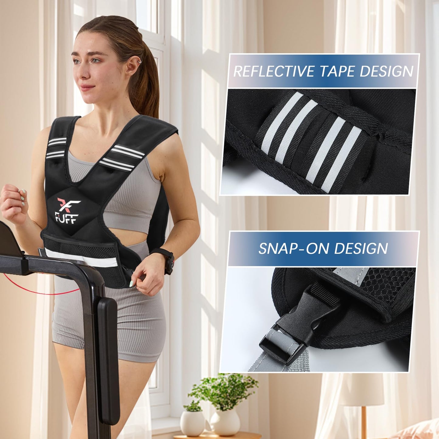 FUFF Weighted Vest Woman, 11-20 Lb Adjustable Weight Vest for Women Men, Female Strength Training Body Vest for Walking Exercise Running Workout