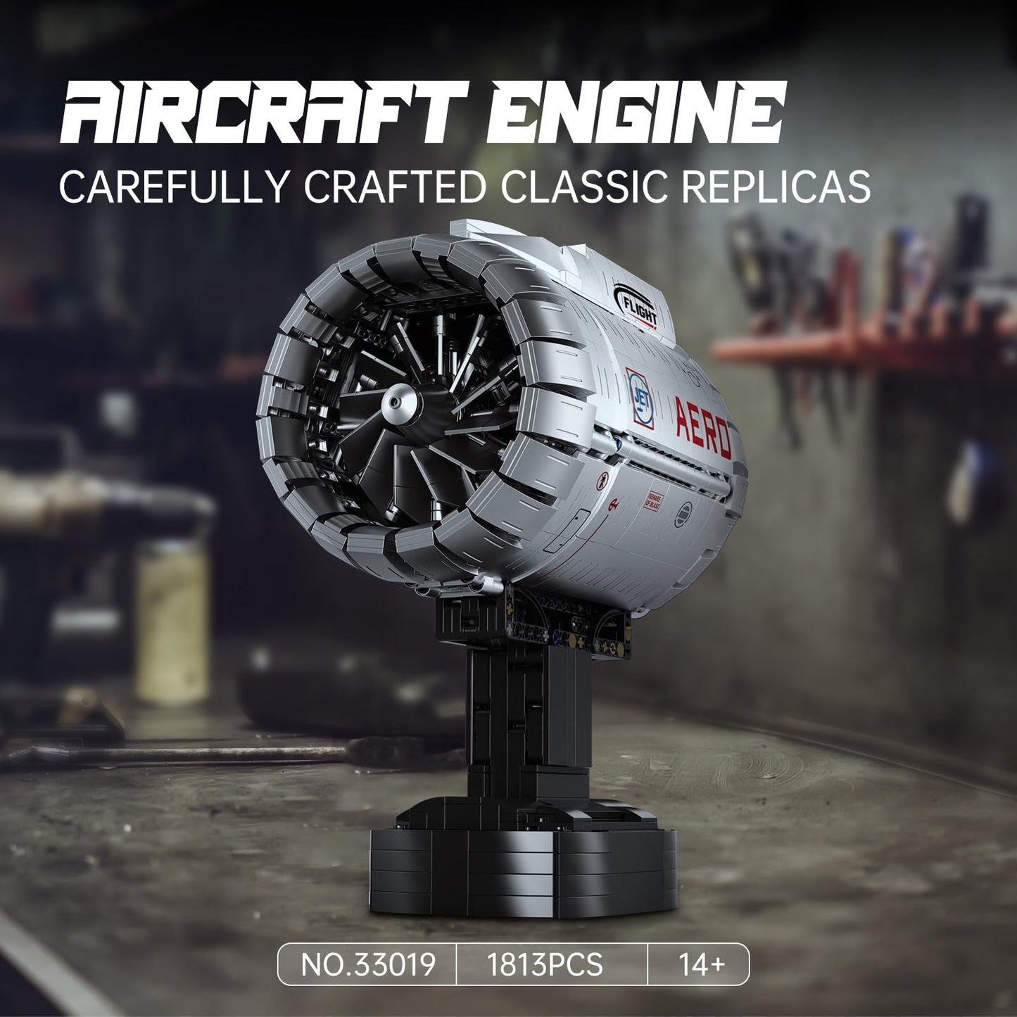 Reobrix Aircraft Turbofan Engine Building Set for Adults, Aircraft Engine Model Kit that Runs 33019, STEM Mechanical Educational & Collectible Turbofan Engine Model with Motor, Creative Gifts for 14+