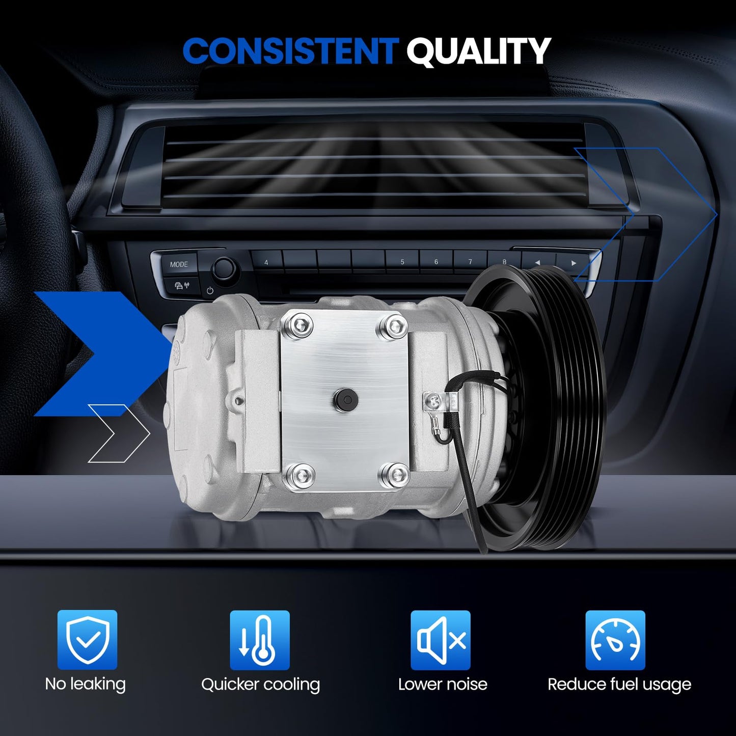 SYKRSS 98361 Air Conditioning A/C Compressor with Clutch Compatible with Acura CL 1998 1999 2.3L L4, Compatible with Honda Accord 1998-2002 2.3L L4 & 3.0L V6 GAS