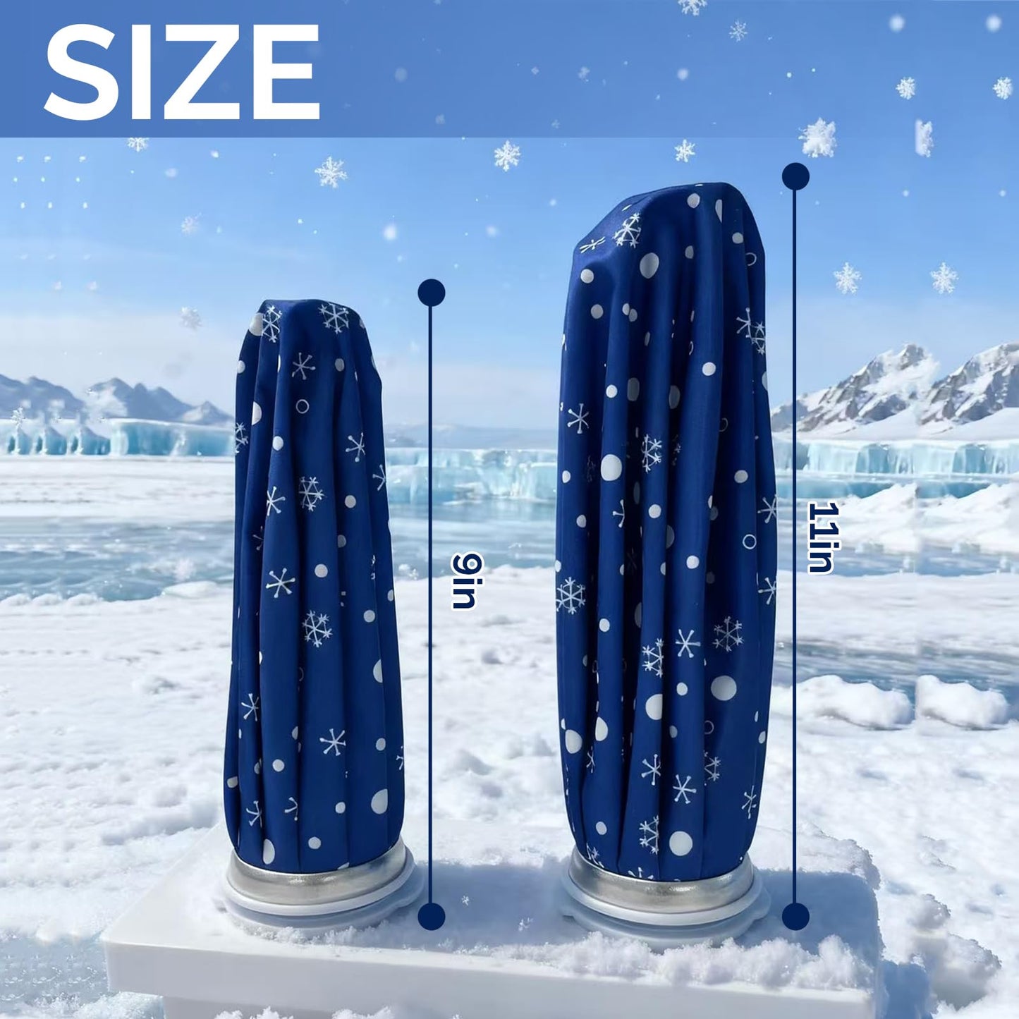 BrtProms Reusable Ice Pack for Injuries, 11 Inch Ice Bag with Wrap, Snowflake Design Hot & Cold Therapy Pack, Leak-Proof Cold Bag for Muscle, Joint Pain & Swelling, First Aid, Sports & Home Use