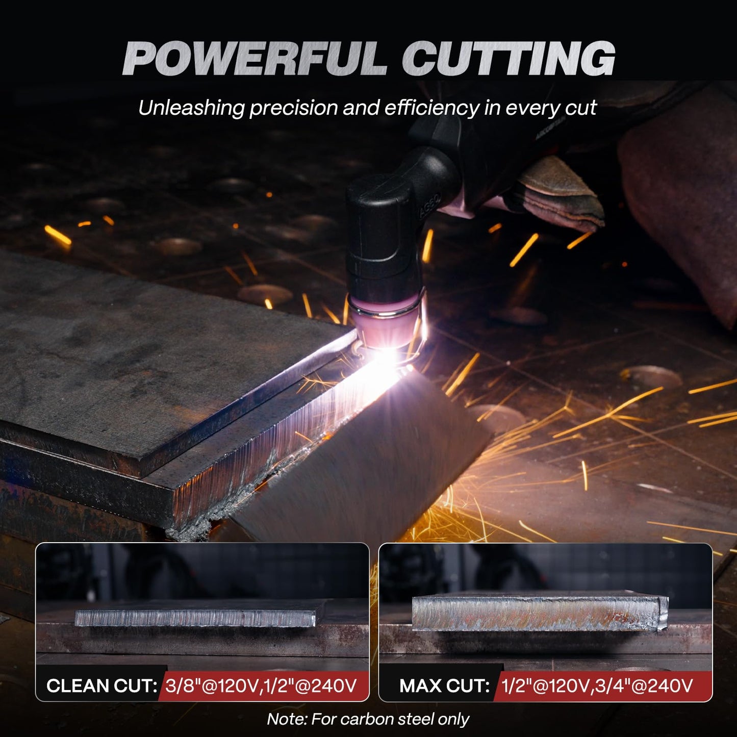 ARCCAPTAIN 55A Plasma Cutter, Large LED Display, Non-Touch Pilot ARC Plasma Cutting Machine, 120/240V Dual Voltage IGBT Inverter, 1/2" Clean Cut, Post Flow, 2T/4T, for Beginners DIY
