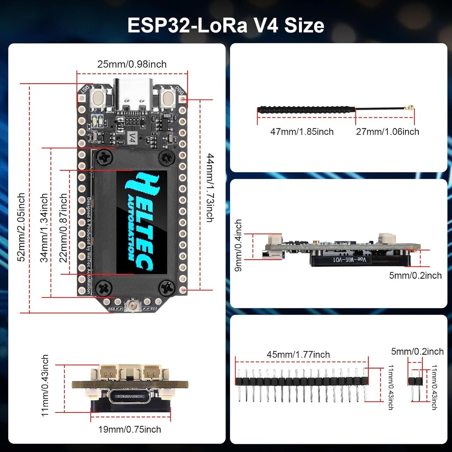 AYWHP ESP32 V4 V4 0.96 SX1262 ESP32-S3R2 16M LoRa Development Board for Meshtastic, Lora WiFi Bluetooth Module