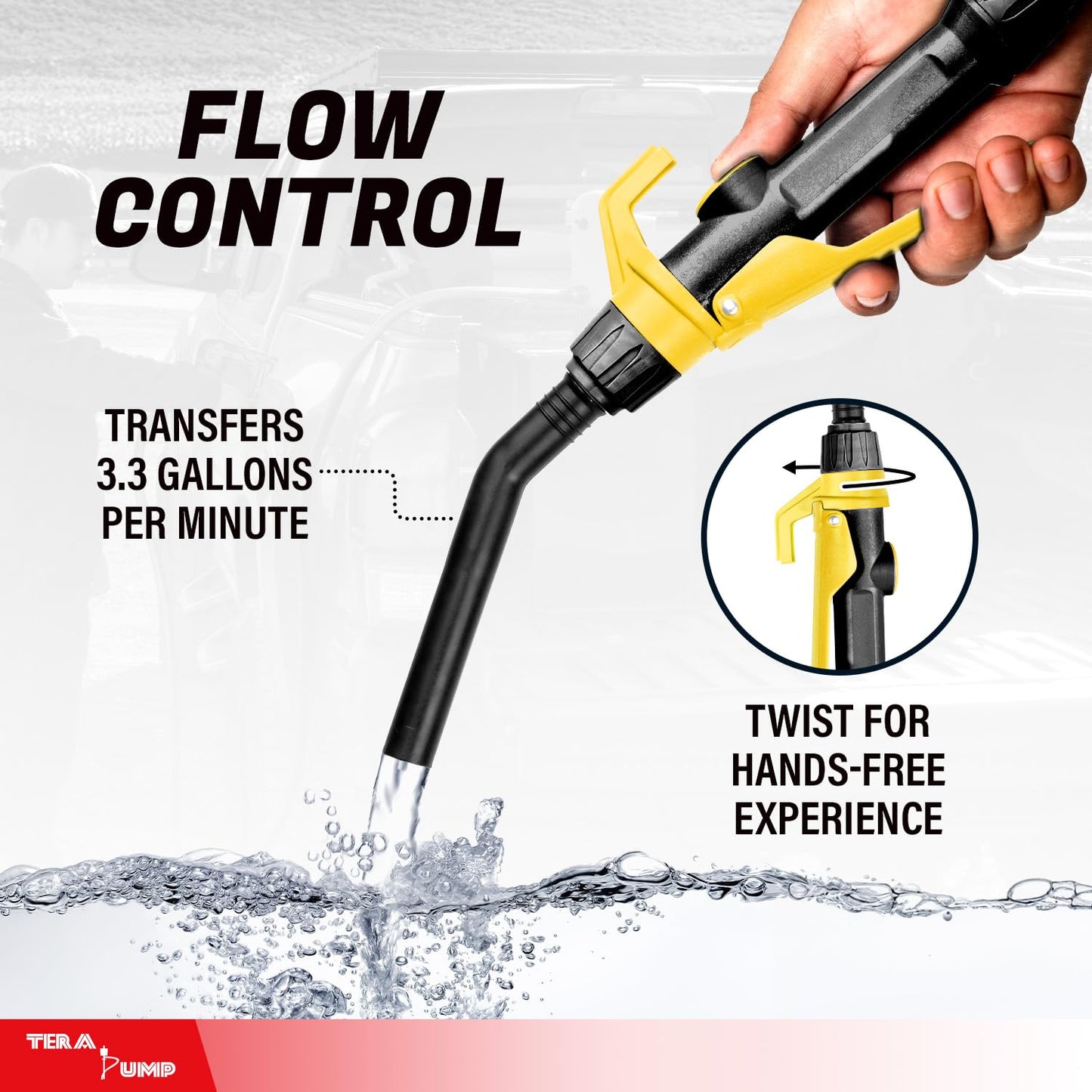 TERA PUMP TREDRUME02 Electric Fuel Transfer Pump for Diesel Auxiliary Tank & Toolbox – Aluminum Profile Flow, 3.3 GPM, Fits 15–55 Gal Drums, 2 Power Options, 9.8 ft Vinyl Hose for Gas, Diesel, DEF