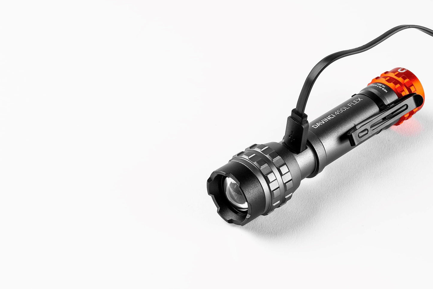 NEBO Davinci 450L Flex Flashlight, 450 Lumens, Durable Plastic, 4 Light Modes, Gray, Model NEB-FLT-1046